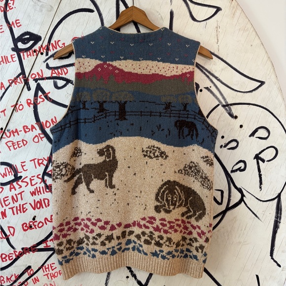 Vintage 90s Northern Reflections Farm Dog Knit Sweater Vest - Picture 2 of 8